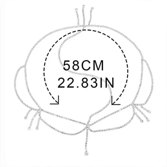 Crystal Bridal Forehead Chain Headpiece Bling Hair Jewelry Wedding Accessory - Picture 5 of 6